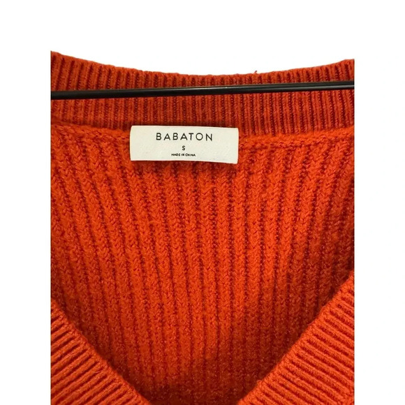 Babaton Aritzia Small 100% Wool Oversized V Neck Pullover Ribbed Holiday Sweater - Picture 3 of 8